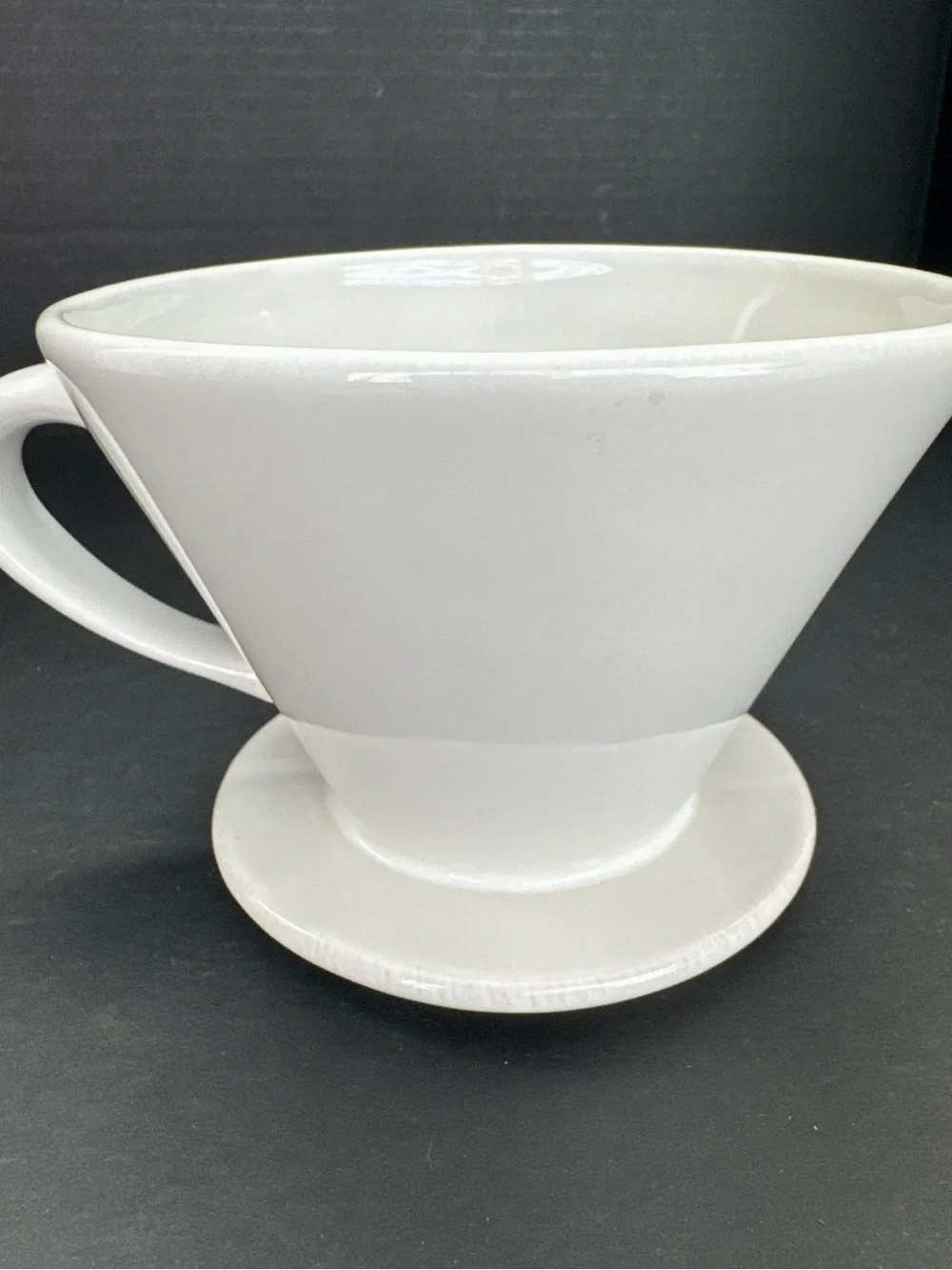 Pottery Barn Ceramic Coffee Pour Over Cone Rhodes Embossed White Cream #2